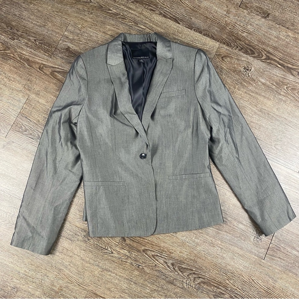 BANANA REPUBLIC Blazer Women Size 12 One Button Rayon Silk Blend Business Casual